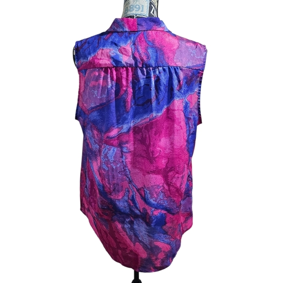Mossimo Purple Pink Tie Neck Button Blouse Tank Large - Picture 4 of 10